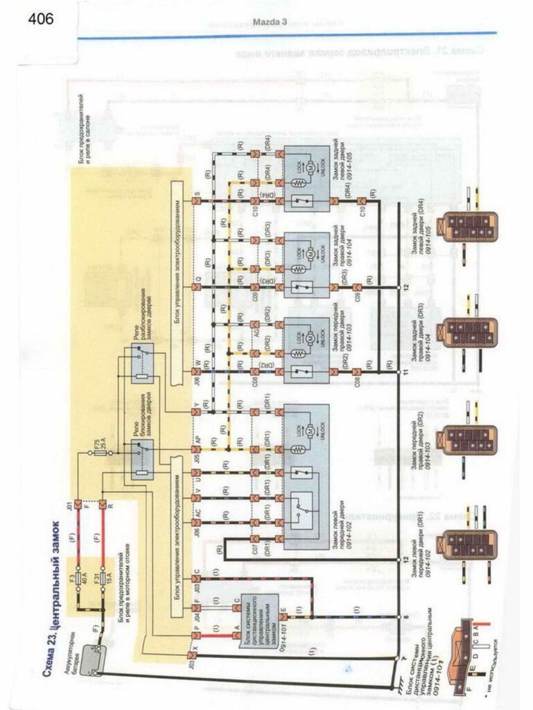 Электросхема центрального замка