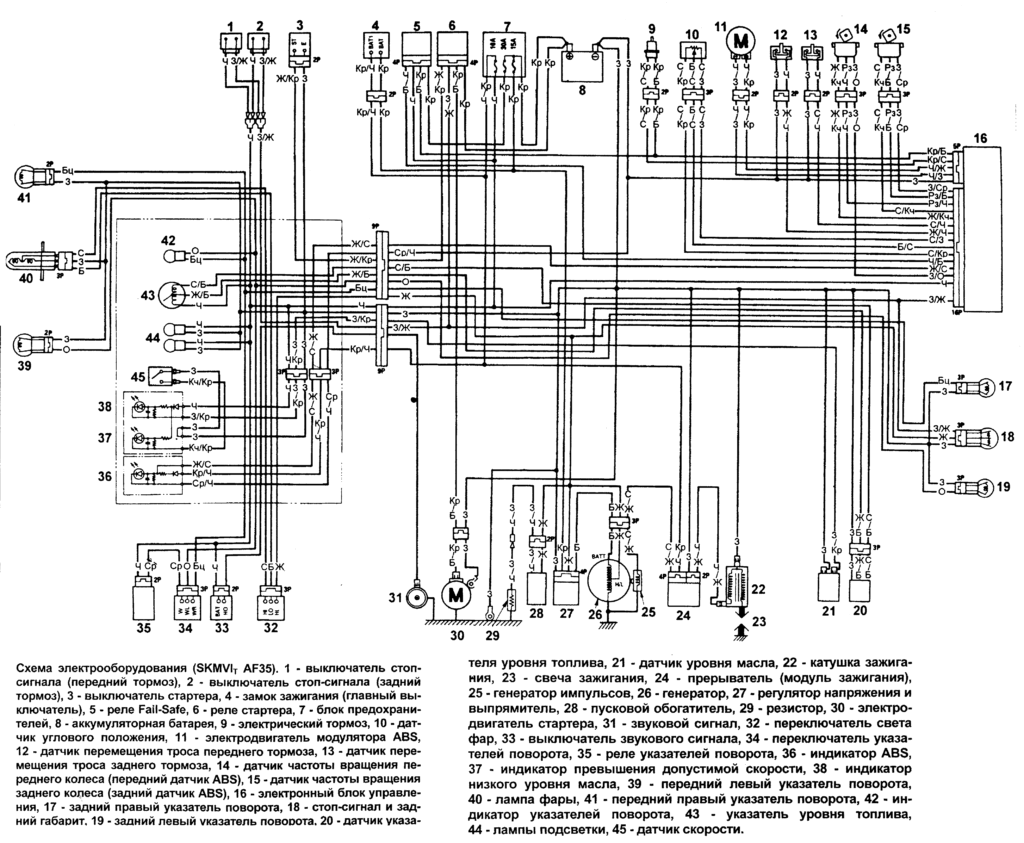 Электросхема скутера хонда Dio - схема 3