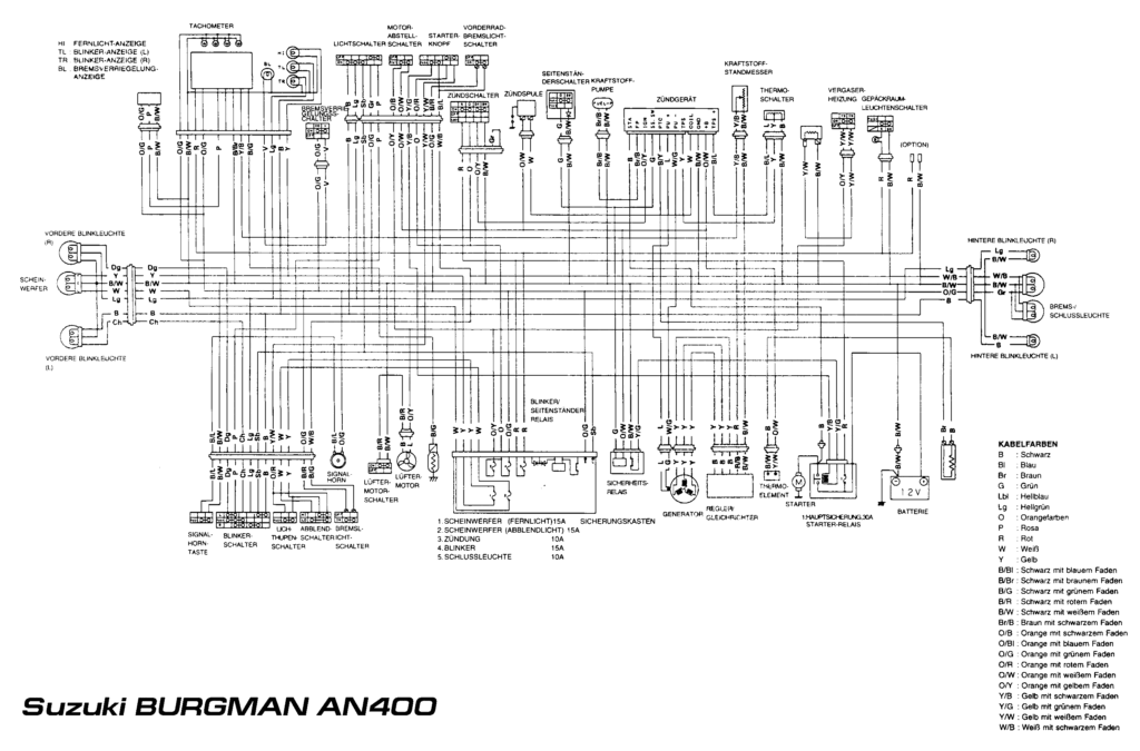 Электросхема скутера Suzuki Burgman AN400