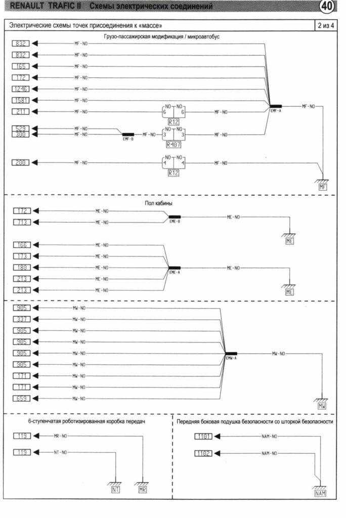 Электрические схемы точек подсоединения к массе - схема 2
