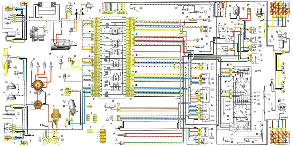 Схема электрооборудования автомобиля ВАЗ-21047