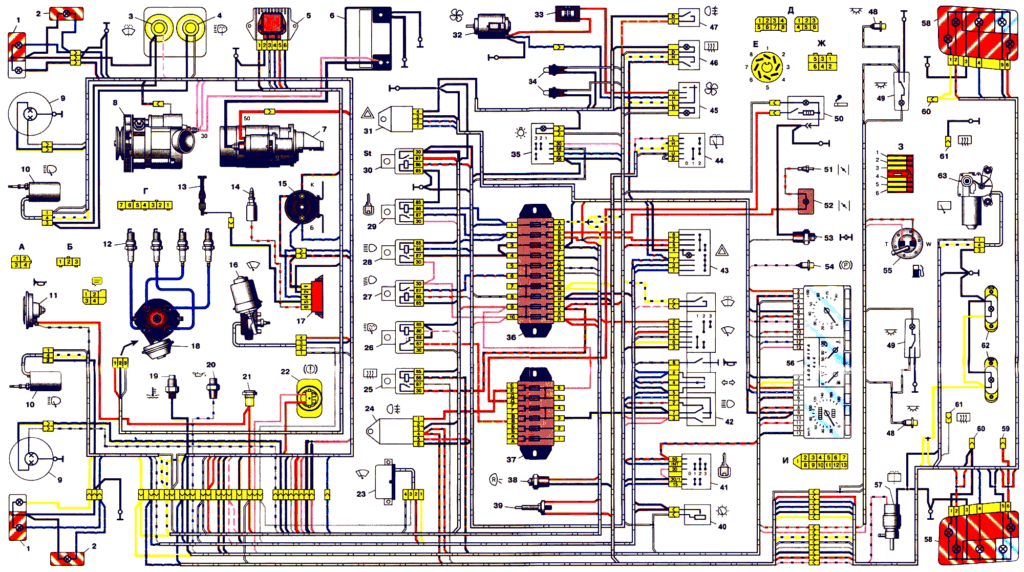 Электрическая схема автомобиля Нива — схема электрооборудования
