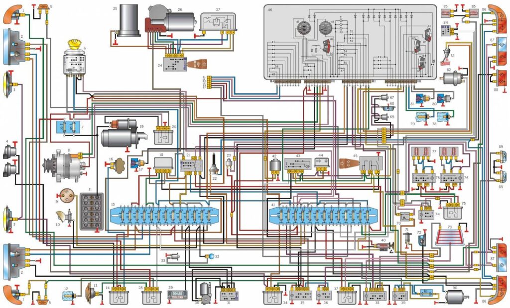 Электросхема оборудования ГАЗ-3110 с двигателем ЗМЗ-4062