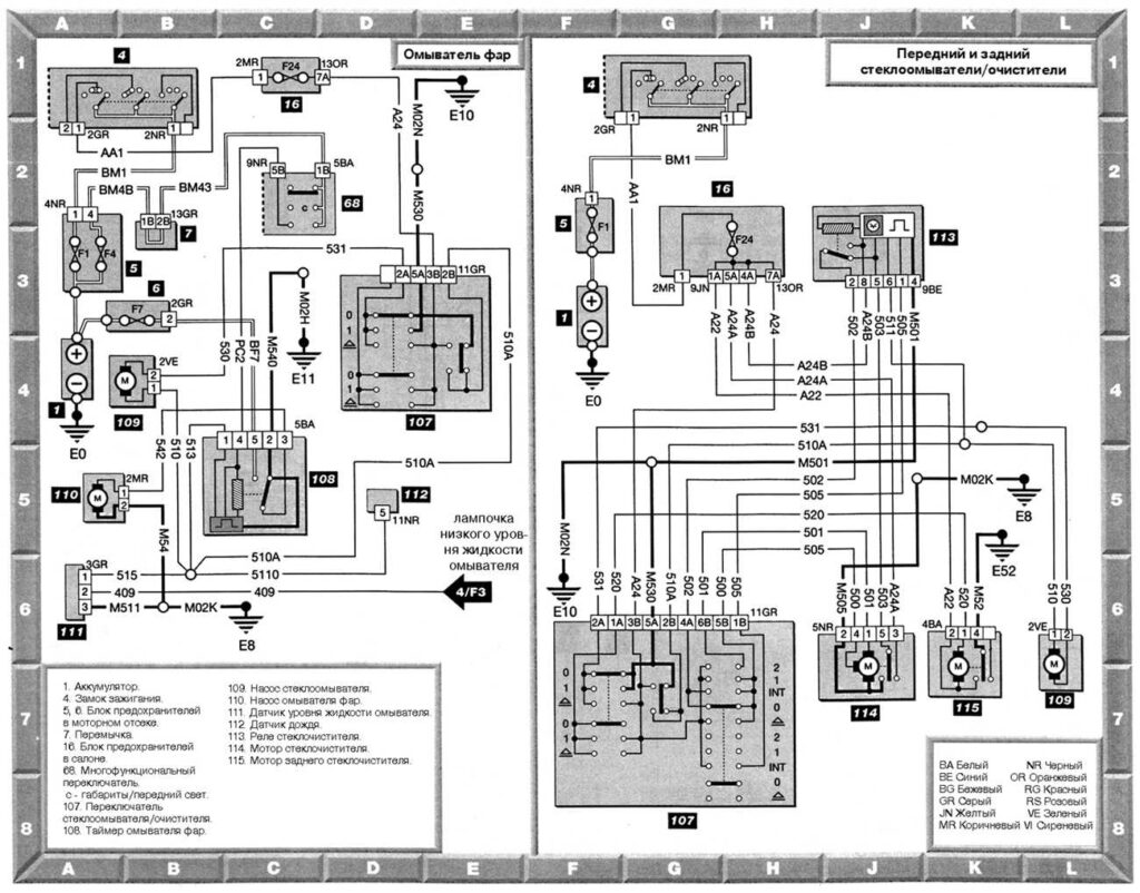 Омыватель фар, передние и задние стеклоомыватели - очистители