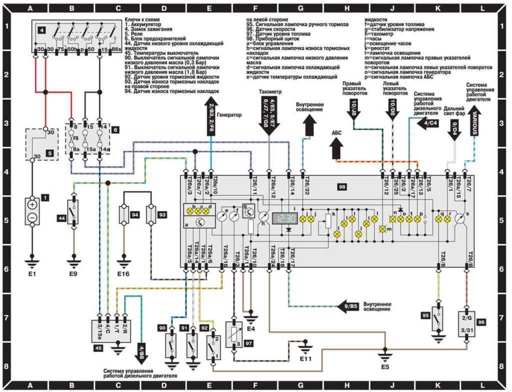 Сигнальные лампочки и приборы — электрическая схема