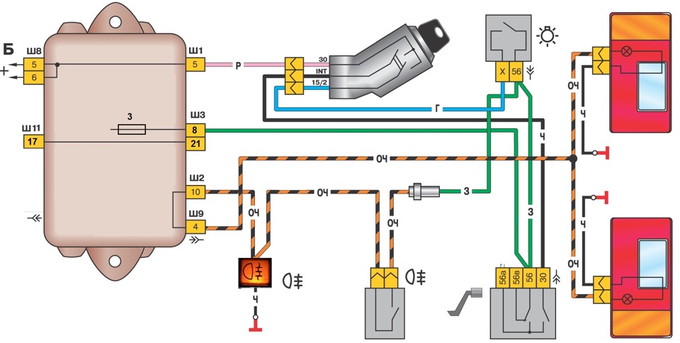 Задние противотуманные фонари ВАЗ-2108, 2109, 21099