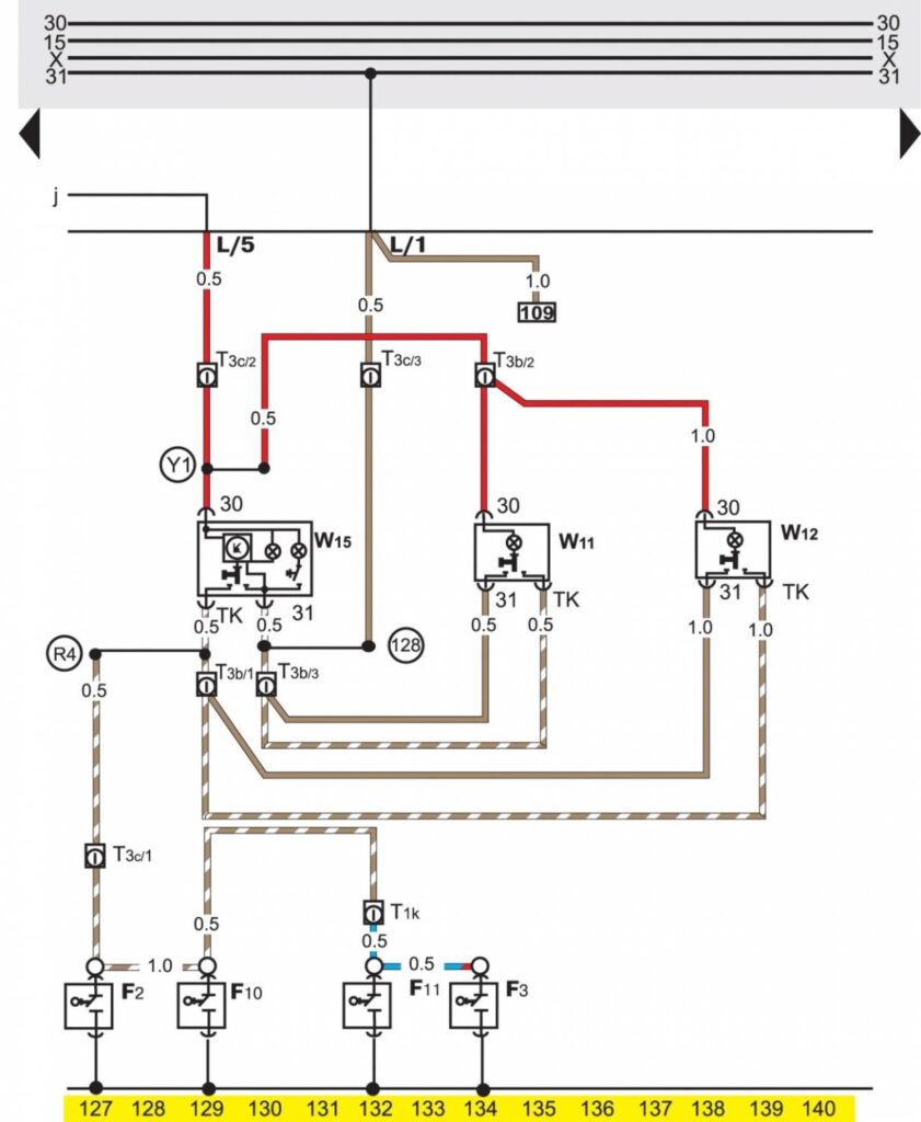 Базовая комплектация электрооборудования на Volkswagen Passat B3 - схема 10