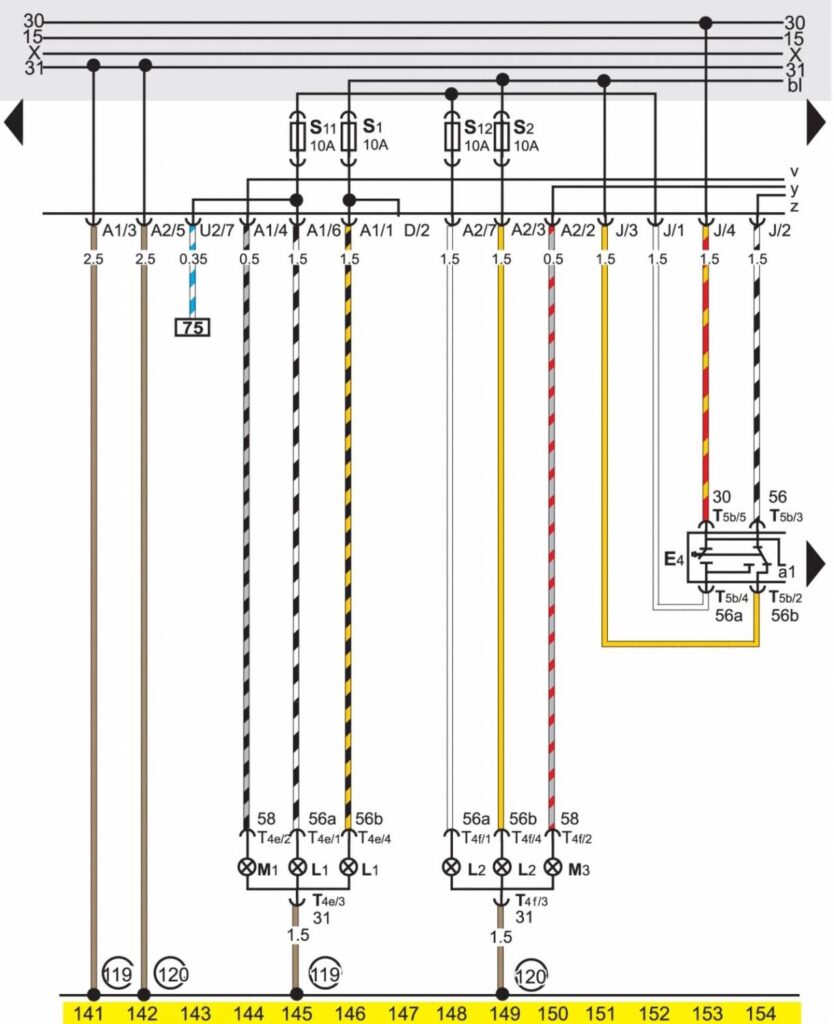 Базовая комплектация электрооборудования на Volkswagen Passat B3 - схема 11