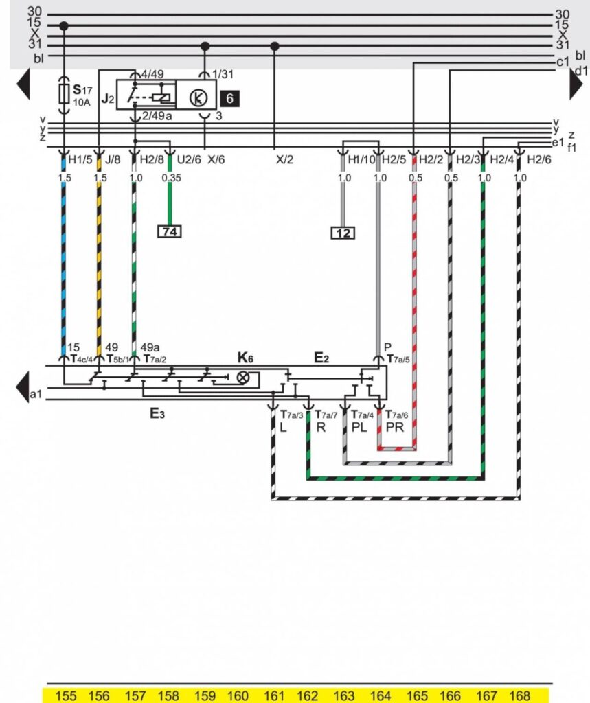 Базовая комплектация электрооборудования на Volkswagen Passat B3 - схема 12