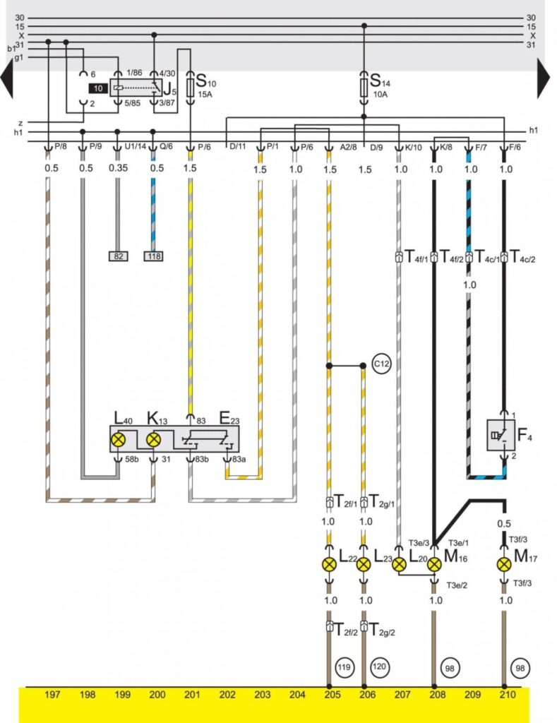 Базовая комплектация электрооборудования на Volkswagen Passat B3 - схема 14
