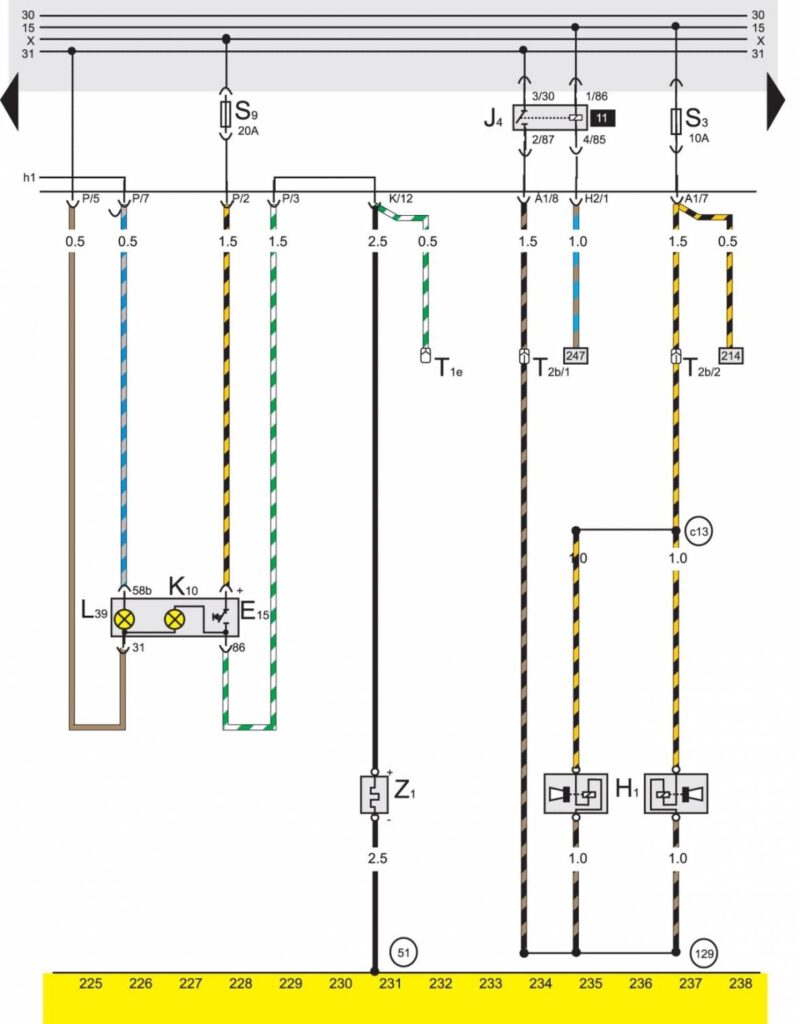 Базовая комплектация электрооборудования на Volkswagen Passat B3 - схема 16