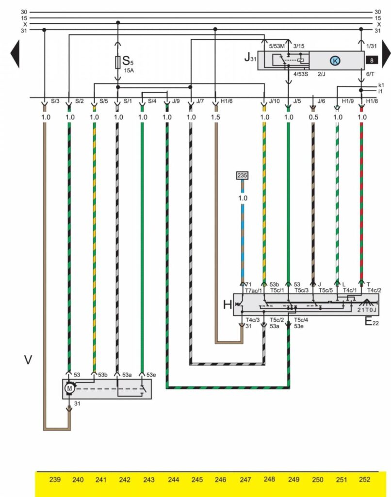 Базовая комплектация электрооборудования на Volkswagen Passat B3 - схема 17