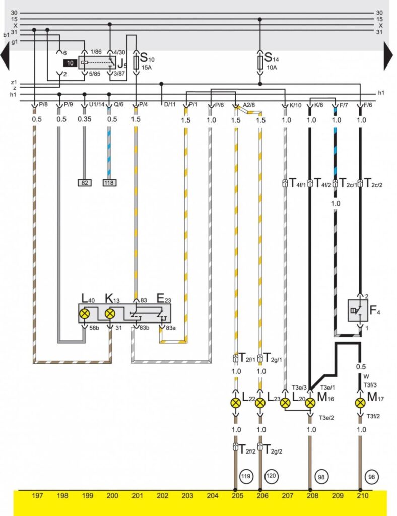Базовая комплектация электрооборудования на Volkswagen Passat B3 - схема 19