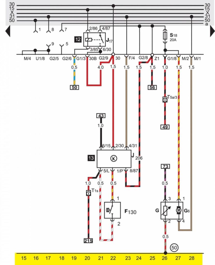 Базовая комплектация электрооборудования на Volkswagen Passat B3 - схема 2