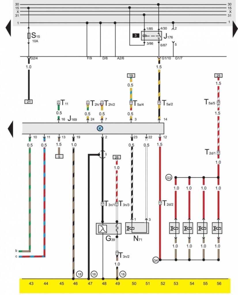 Базовая комплектация электрооборудования на Volkswagen Passat B3 - схема 4