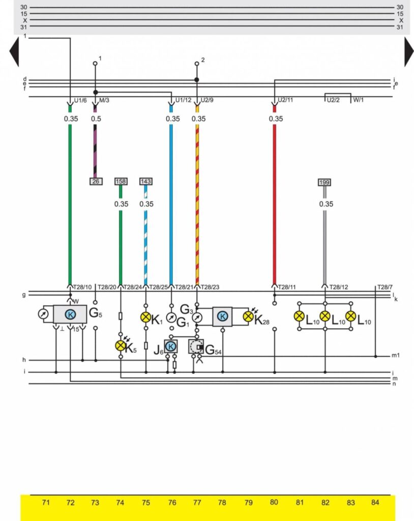 Базовая комплектация электрооборудования на Volkswagen Passat B3 - схема 6