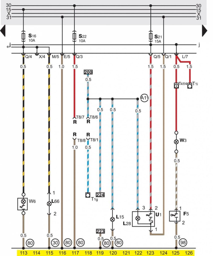 Базовая комплектация электрооборудования на Volkswagen Passat B3 - схема 9