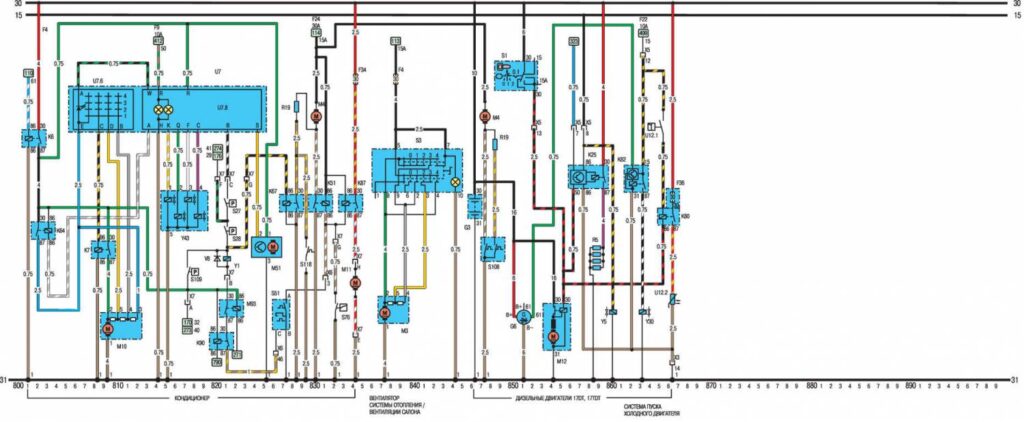 Схема автомобиля Opel Vectra А 1989 года - схема 8 