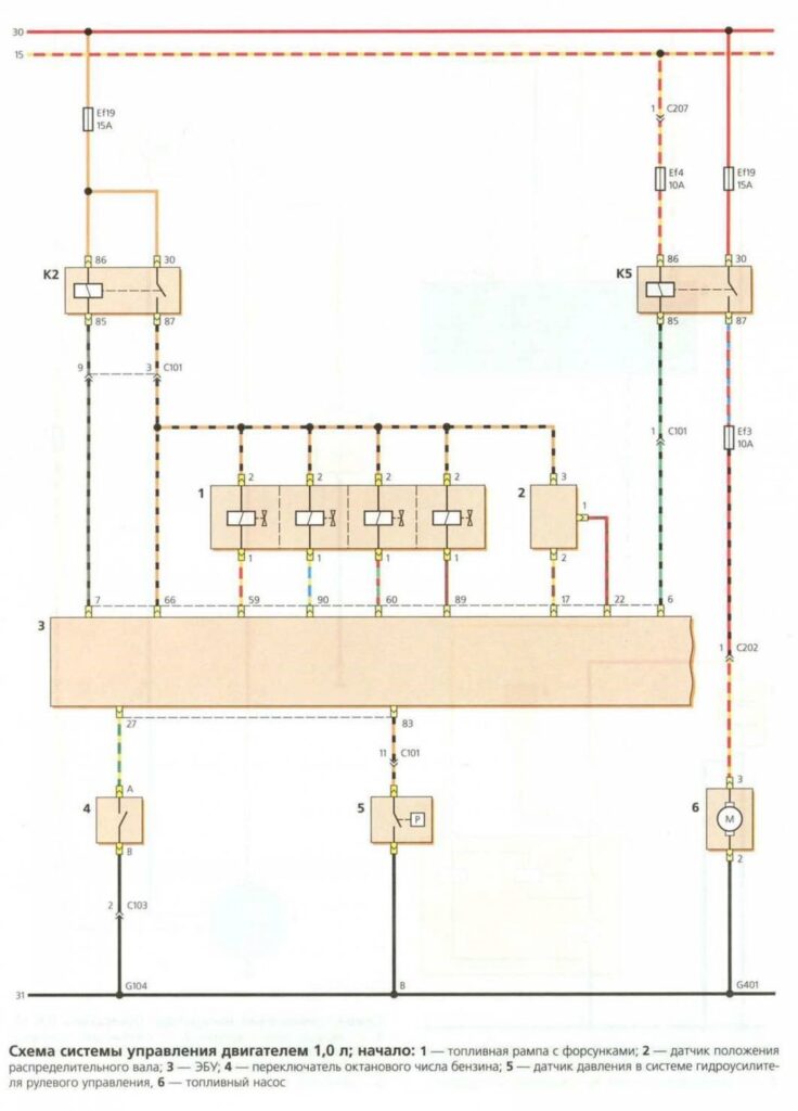 Электросхема управления двигателем Daewoo Matiz