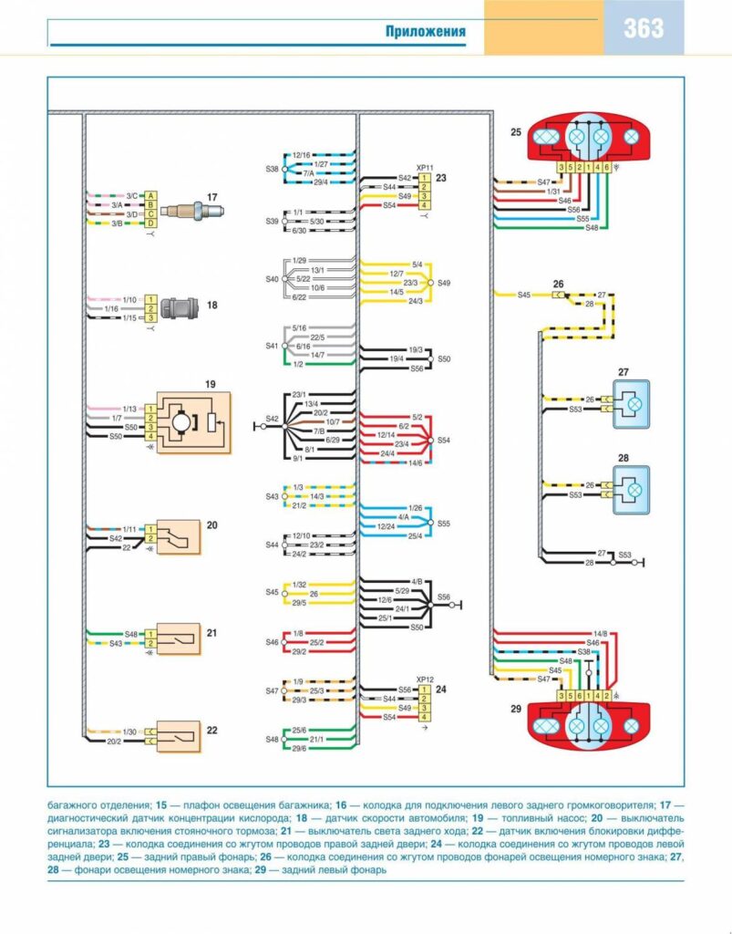 Схема соединений заднего жгута проводов Шевроле Нива - фото 2